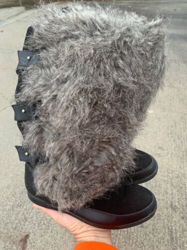 BABY PHAT Faux Silver Fox Fur Faux Suede Pow Wow Warm Boots Shoes Sz 6 ❤️sj17j10 - Picture 2 of 11