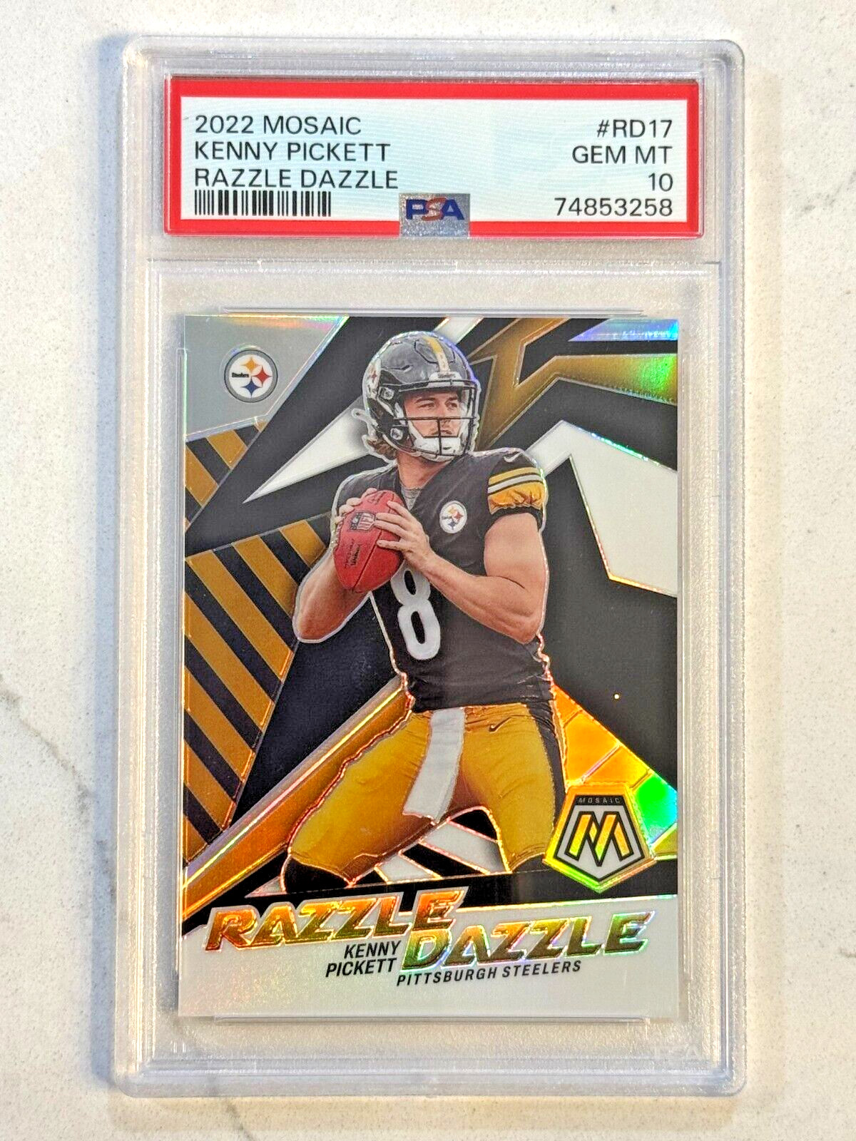 2022 Kenny Pickett Panini Mosaic #RD17 Rookie Razzle Dazzle PSA 10 RC SSP GEM