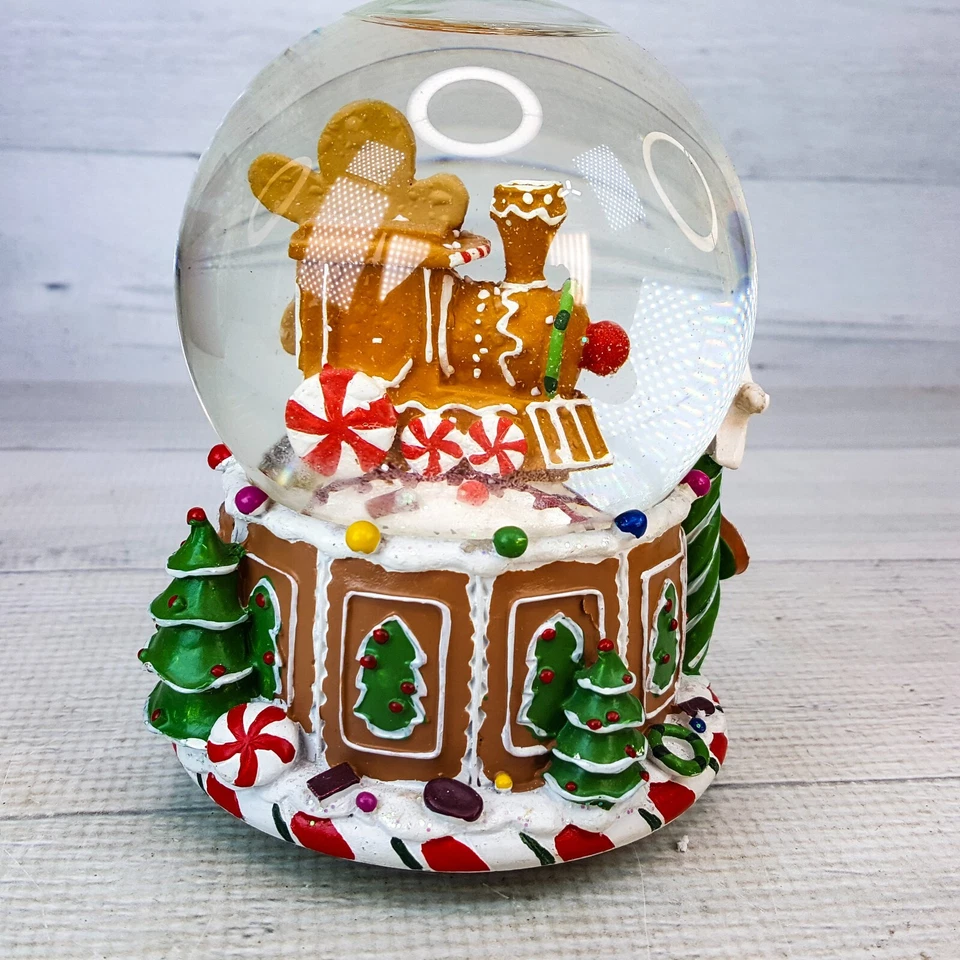 Musical Snow Globe Gingermint Santa Gingerbread Train Wish You Merry Christmas - Image 4 of 4