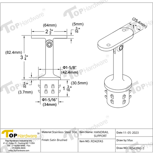 Soporte de barandilla de sillín de montaje en poste OD de acero inoxidable 316 grado 1-5/8" - Imagen 16 de 20