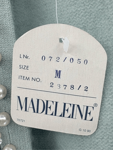Cárdigan Suéter Madeleine Vintage Mujer Mediano Lana Angora Verde Dinero Antiguo Nuevo - Imagen 5 de 11