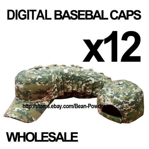 **DIGITAL CAMOUFLAGE** GROSSHANDEL MENGE 12 EINFACHE LEERE MILITÄR BASEBALL KAPPEN MÜTZEN - Bild 1 von 3