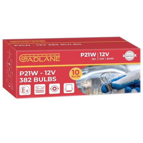 GADLANE 10 x 382 Bulbs P21W 12V 21W BA15S Stop Reverse Indicator Single Filament - Picture 5 of 6