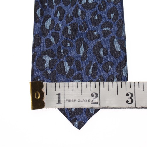 Cravatta collo Paolo Albizzati nuova con etichetta stampa leopardata azzurro scuro e chiaro 100% seta - Foto 6 di 10