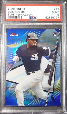 2020 Topps Finest Rookies /150 Blue Refractor #97 Luis Robert Jr RC SP NYM PSA 9