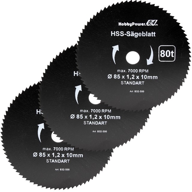 3 Stück HSS Kreissägeblatt 85 x 10 mm 80 Zähne Mini Sägeblatt Handkreissäge 3 Stück HSS Kreissägeblatt 85 x 10 mm 80 Zähne Mini Sägeblatt Handkreissäge