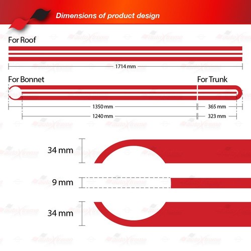For BMW Graphic Body HOOD BONNET ROOF Rear TRUNK Line Stripe Trim Stickers RED - Picture 5 of 10