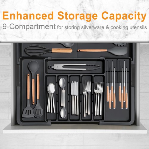 Homecor Silverware Organizer Expandable Large Kitchen Drawer Tray 6-9 Slots - Picture 5 of 9