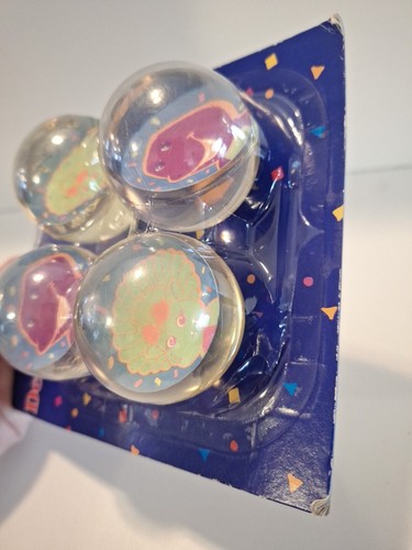 New Vintage Designware Barney & Friends 4-pack Hi-Bounce Ball 2000 Sealed NOS 2" - Picture 5 of 8