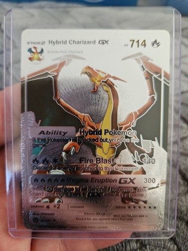 Hybrid Charizard GX Silver Foil Fan Art Collector Pokemon Card 127/255 - Picture 1 of 5