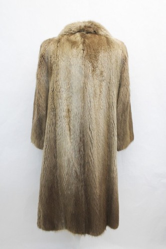 EXCELLENTE VESTE MANTEAU FOURRURE CASTOR soldes BLOND CHEVEUX LONGS FEMME TAILLE 4 PETITE