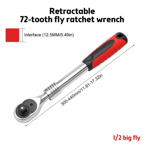 1/2" 3/8'' 1/4'' Drive Ratchet Socket Wrench, 72 Tooth Quick-Release, Extendable - Picture 21 of 24