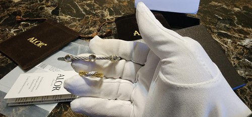 ALOR Classique Weißtopas 18k Gelbgold Edelstahl Armreif Armband  - Bild 3 von 12