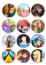 12 X GRAVITY FALLS CUPCAKE   edible Cake toppers Icing  Wafer