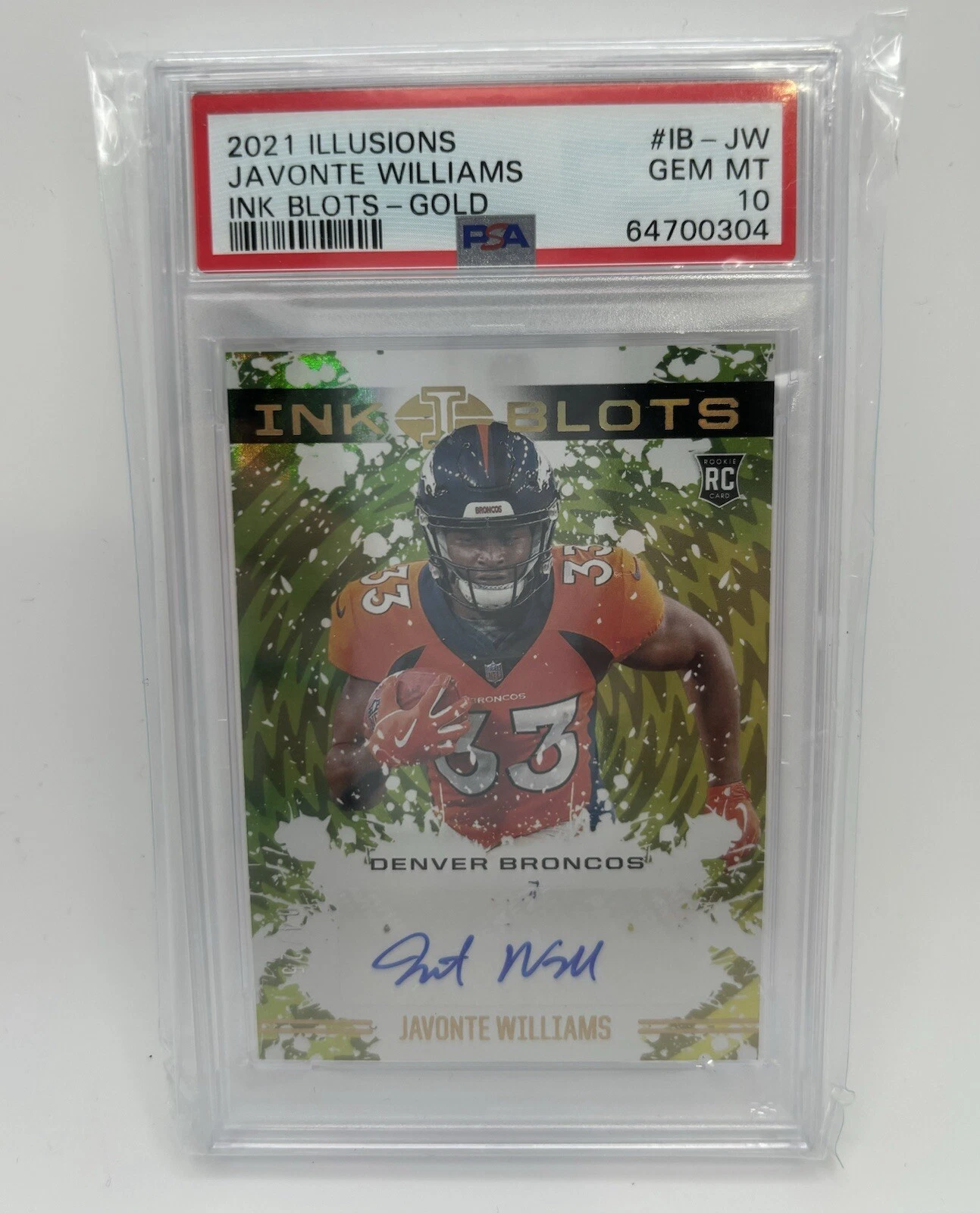 Javonte Williams Panini Illusions Ink Blots #IBJW Gold