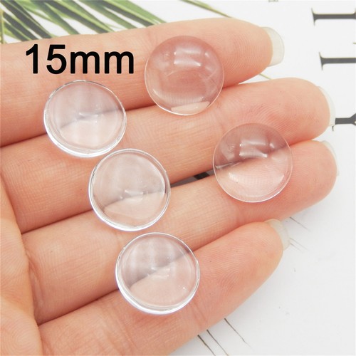 6-50mm Round Crystal Glass Dome Cabochons Clear Flat Back Tiles Cameo For Crafts - Picture 15 of 23