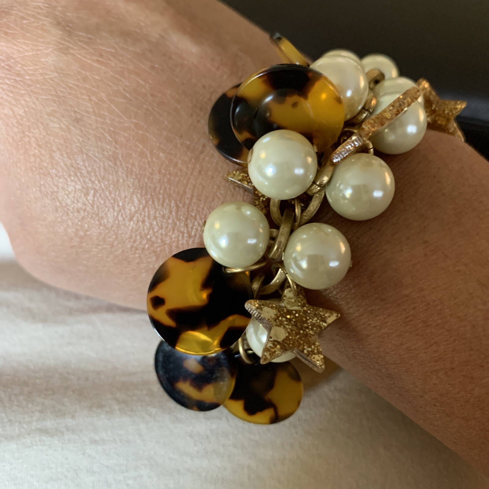 JCrew Set of 2 Pearl Tortoise Shell Stars Charm N… - image 10