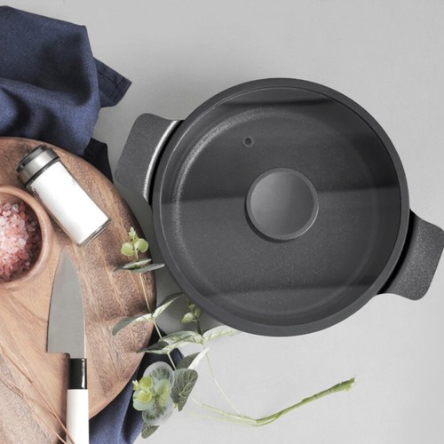 Open Box, Neoflam Black 7QT Deep Stockpot with Lid Nonstick Ceramic Coating - Picture 4 of 13