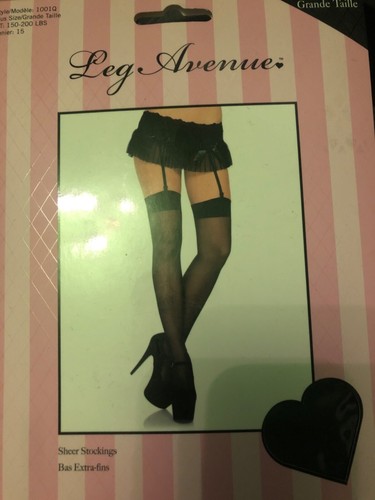 M/L black sheer stockings Leg Avenue - Picture 3 of 4