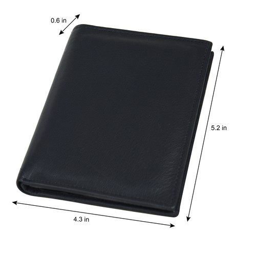 Leatherboss Genuine Leather Men Hipster RFID Credit Card Bifold Wallet, Black - Picture 5 of 7