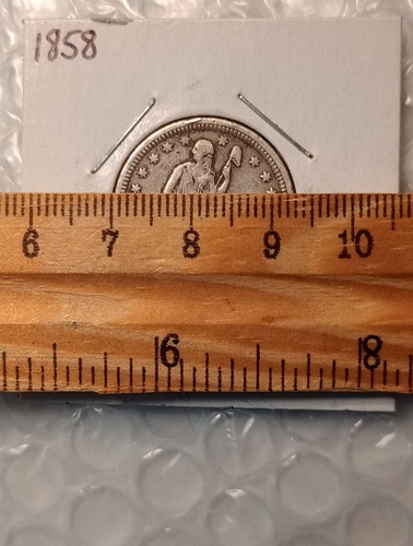 USA 1/4 Dollar, Seated Liberty Quarter 1858, XF. It Has Damaged Rim. - Picture 12 of 12