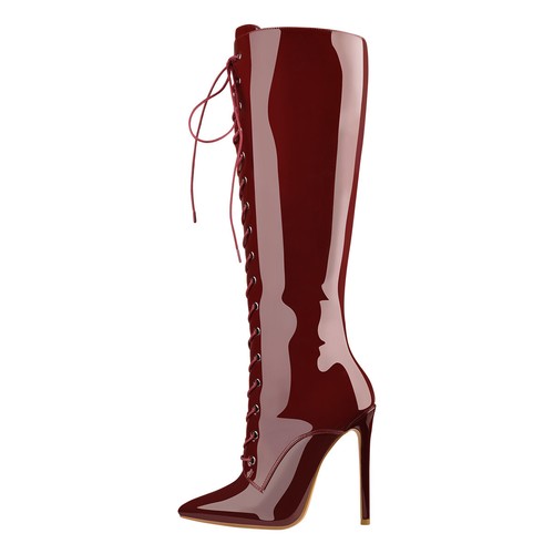 Onlymaker Women Knee High Boots Stiletto Pointed Toe Party Heels Shoes Side Zip - Picture 73 of 108