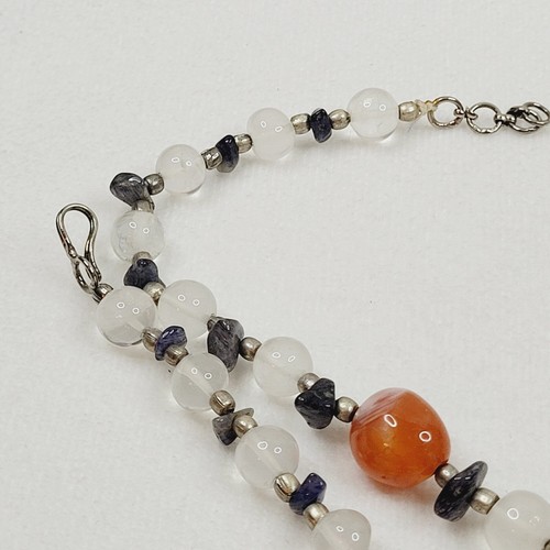Karneol weiß Quarz Halskette Perlen natur Boho orange grau - Bild 8 von 8