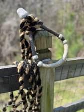 Natural Rawhide Bosal & Black And Tan Horsehair Mecate Bitless Hackamore