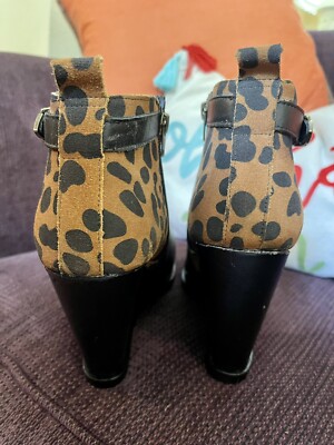 Dolce Vita Black & Leopard Print Leather Platform Wedge  display picture 1