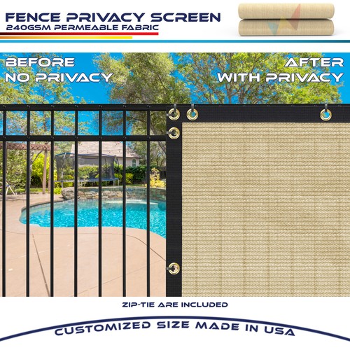 16ft Privacy Fence Screen Windscreen Garden Heavy Duty Mesh Shade Cover Sand - Picture 5 of 7