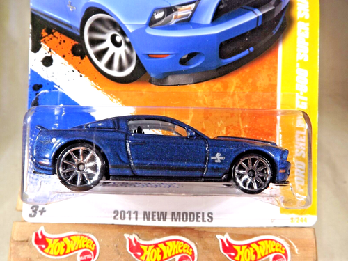 2011 Hot Wheels #3 New Models 3/50 '10 FORD SHELBY GT-500 SUPER SNAKE Blue w10Sp - Picture 2 of 5