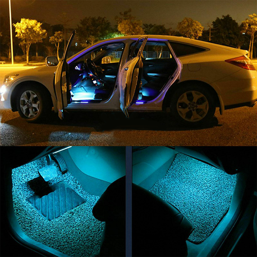 Accesorios interiores coche RGB LED piso decorativo atmósfera tira luces lámpara - Imagen 9 de 12