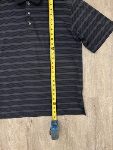 Pebble Beach Men L Polo Shirt Black Striped Golf Casual Pima Cotton Short Sleeve - Picture 2 of 7