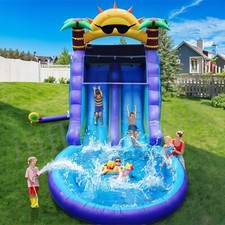 26FT Commercia Large PVC Inflatable Bounce House Double Water Slides Water Park