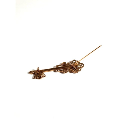 Rhinestone Key Pin Brooch Gold Tone 1.25" Fashion Collectable Realtor Real Home - Picture 4 of 4