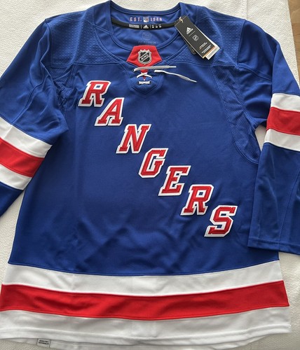 NY RANGERS AUTHENTIC JERSEY ADIDAS SIZE 50 BLANK BACK HOME BLUE MSG NHL HOCKEY - Picture 4 of 10