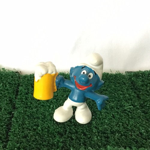 Smurfs Beer Drinking Smurf 20078 Vintage Figure 1975 Schleich Toy Peyo - Picture 1 of 6