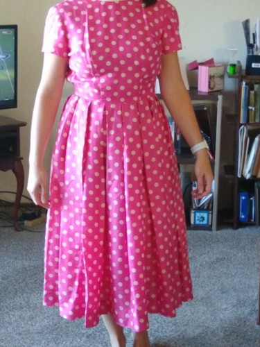Suzy Perette Vintage 50s Pink Polka Dot Dress