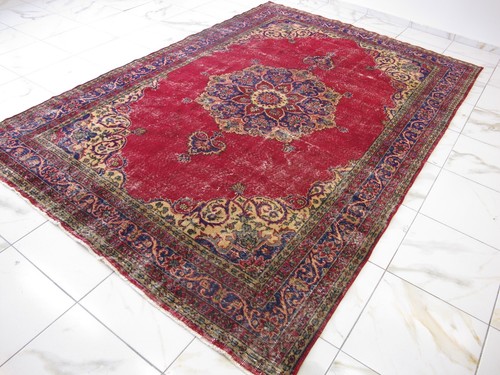 Antique Decor Oriental Rug Large Floral Wool Rug Muted Vintage Carpet 7x10 - Picture 6 of 24