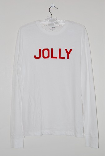 NWT J. CREW Women's White Long-Sleeved JOLLY Holiday T-Shirt sz S - Picture 1 of 9