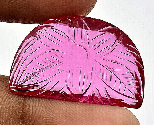 Beautiful 27.85 Ct Natural Mogok Pink Ruby Moon Shape Carving Certified Gemstone - Picture 2 of 5