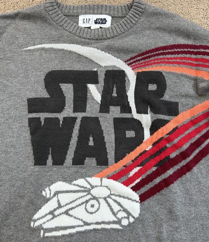 Gap Kids Star Wars Sweater ~ Milenium Falcon ~ Great Condition ~ Gray ~ M - Picture 2 of 4