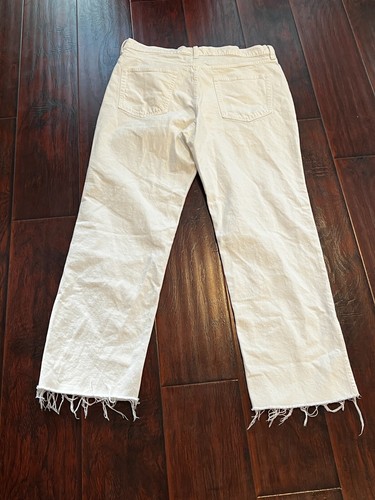 GAP 90s Loose Mid Rise Straight Leg Jeans White Denim Raw Hem Damen Gr. 32/14R - Bild 8 von 9