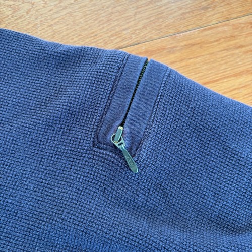 VTG Eddie Bauer Waffle Knit Shirt Mens M Thermal Crew Neck Zip Pocket Blue - Picture 6 of 7