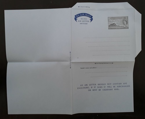 1953- Gibraltar 6d Europa Point Stamped Aerogramme Unused - Picture 2 of 3