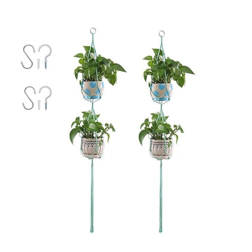 2Pcs Macrame Braided Plant Hanger Basket Flower Pot Holder Planter Hanging Rope - Picture 13 of 73