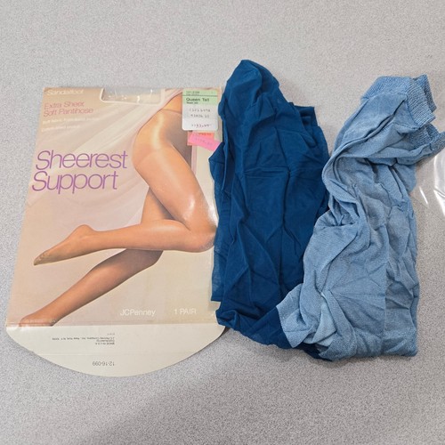 VTG 60s JCPenney Sheerest Support Sandalfoot Pantyhose Queen Tall TEAL NWT - Picture 6 of 8