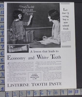 1930 LISTERINE SCHOOL TEACHER DENTAL DENTIST HYGIENIST TEETH HEALTH AD  CF42