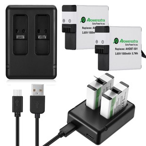 2-Pack-1500mAh-AHDBT-501-Battery-amp-USB-Dual-Charger-For-GoPro-Hero5-Black-HERO-6