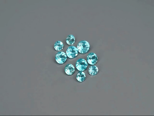 APATITE 10 Pcs Set 2.61ct Blue Neon Round 3.3 to 4.6mm VS Clarity Paraiba Brazil - Picture 24 of 24